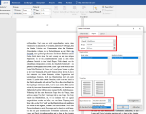 Papierformate in Word über das Layout-Format-Menü für gesamtes Dokument übernehmen