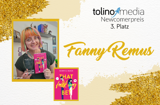 Beitragsbild mit Foto der Autorin Fanny Remus und Cover des Gewinnertitels